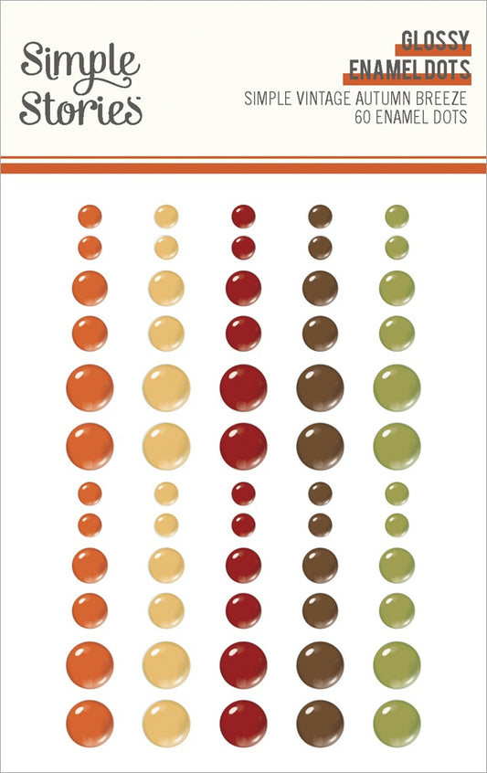 Simple Stories Glossy Enamel Dots 60/Pkg-Simple Vintage Autumn Breeze