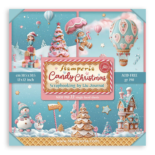 Stamperia Single-Sided Paper Pad 12"x12" 22/Pkg-Candy Christmas