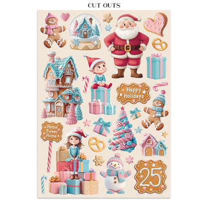 Stamperia Junk Journal Stickers, Cut-outs And Backgrounds-Candy Christmas