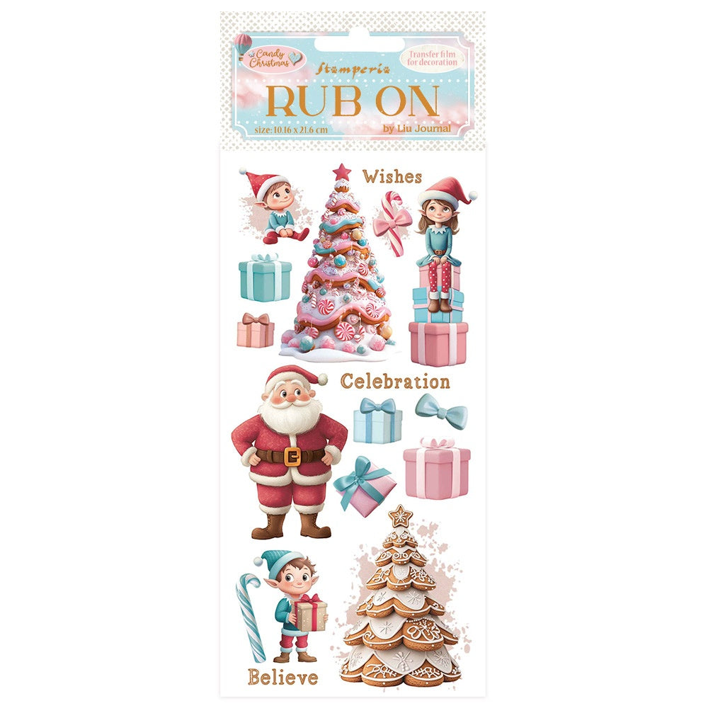 Stamperia Rub-On 4"X8.5"-Candy Christmas Santa Claus