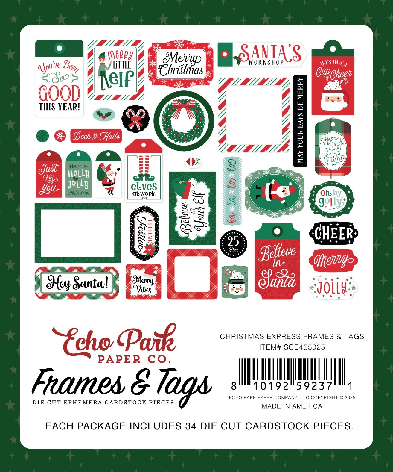 Echo Park Ephemera-Frames & Tags, Christmas Express