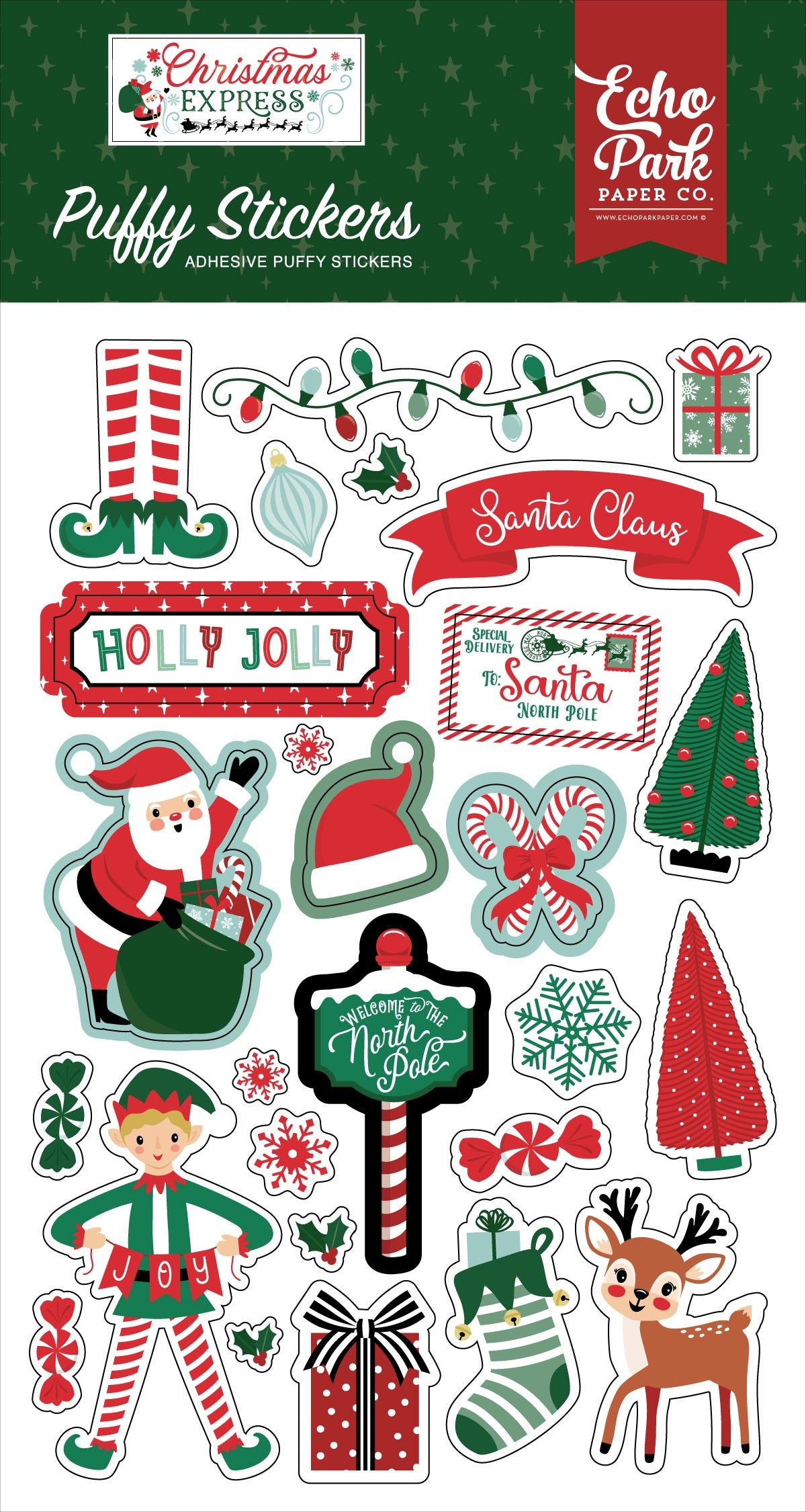 Echo Park Puffy Stickers-Christmas Express