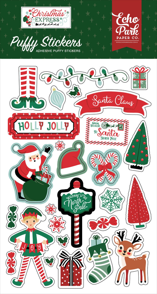 Echo Park Puffy Stickers-Christmas Express