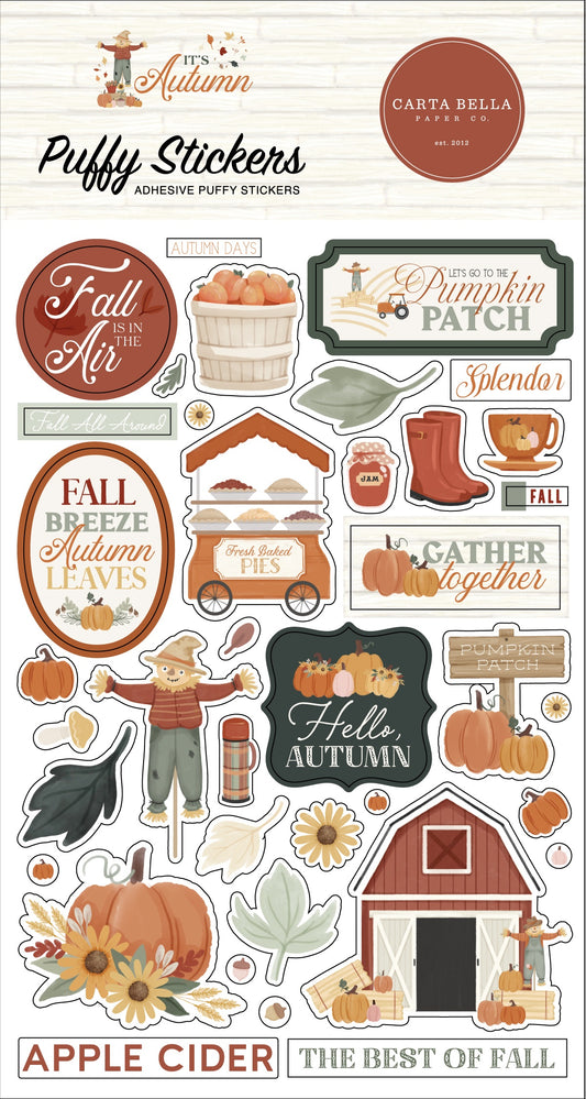 Carta Bella Puffy Stickers-It's Autumn