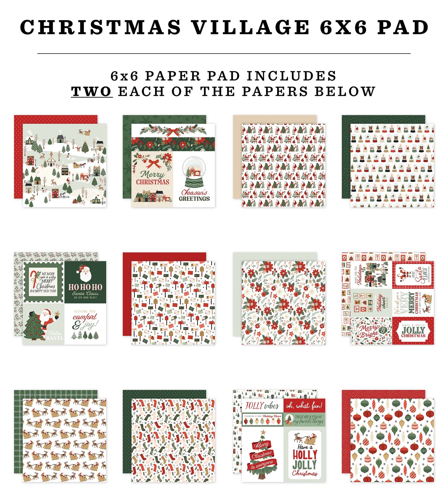 Carta Bella Double-Sided Paper Pad 6"X6"-Christmas Village