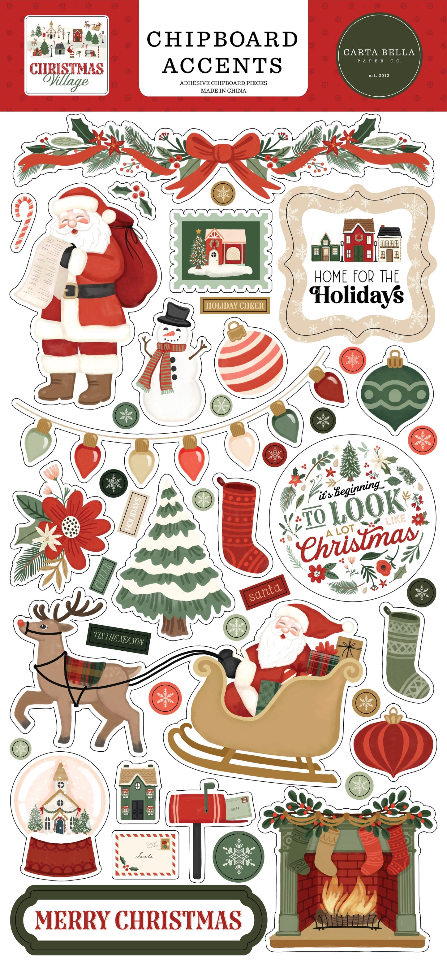 Carta Bella Chipboard 6"X13"-Accents, Christmas Village
