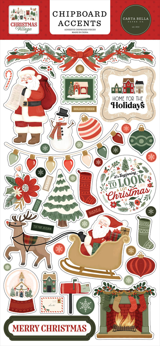 Carta Bella Chipboard 6"X13"-Accents, Christmas Village
