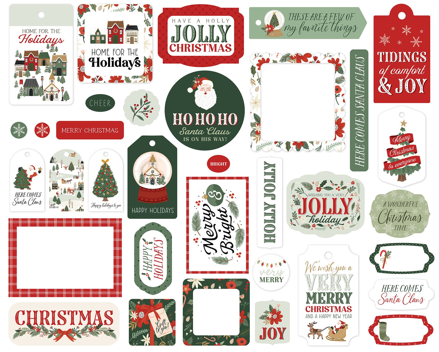 Carta Bella Cardstock Ephemera-Frames & Tags, Christmas Village