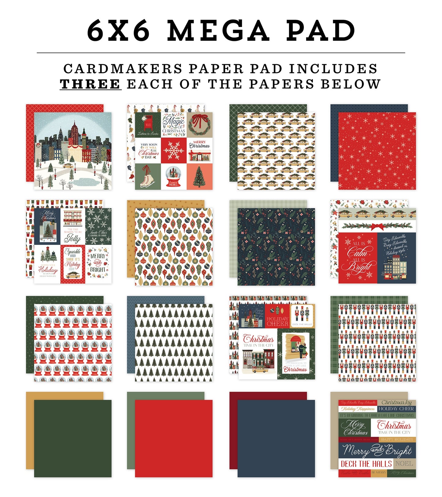 Carta Bella Double-Sided Cardmakers Mega Paper Pad 6"X6"-Christmas In The City