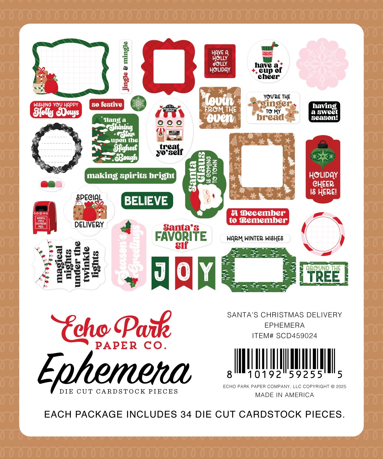 Echo Park Ephemera-Icons, Santa's Christmas Delivery