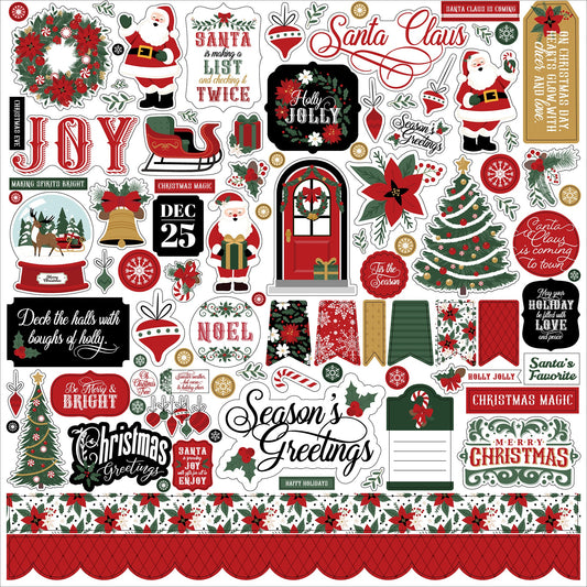 Santa Claus Cardstock Stickers 12"X12"-Element