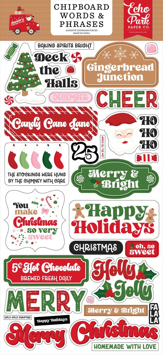 Echo Park Chipboard 6"X13"-Word & Phrase, Santas Christmas Delivery