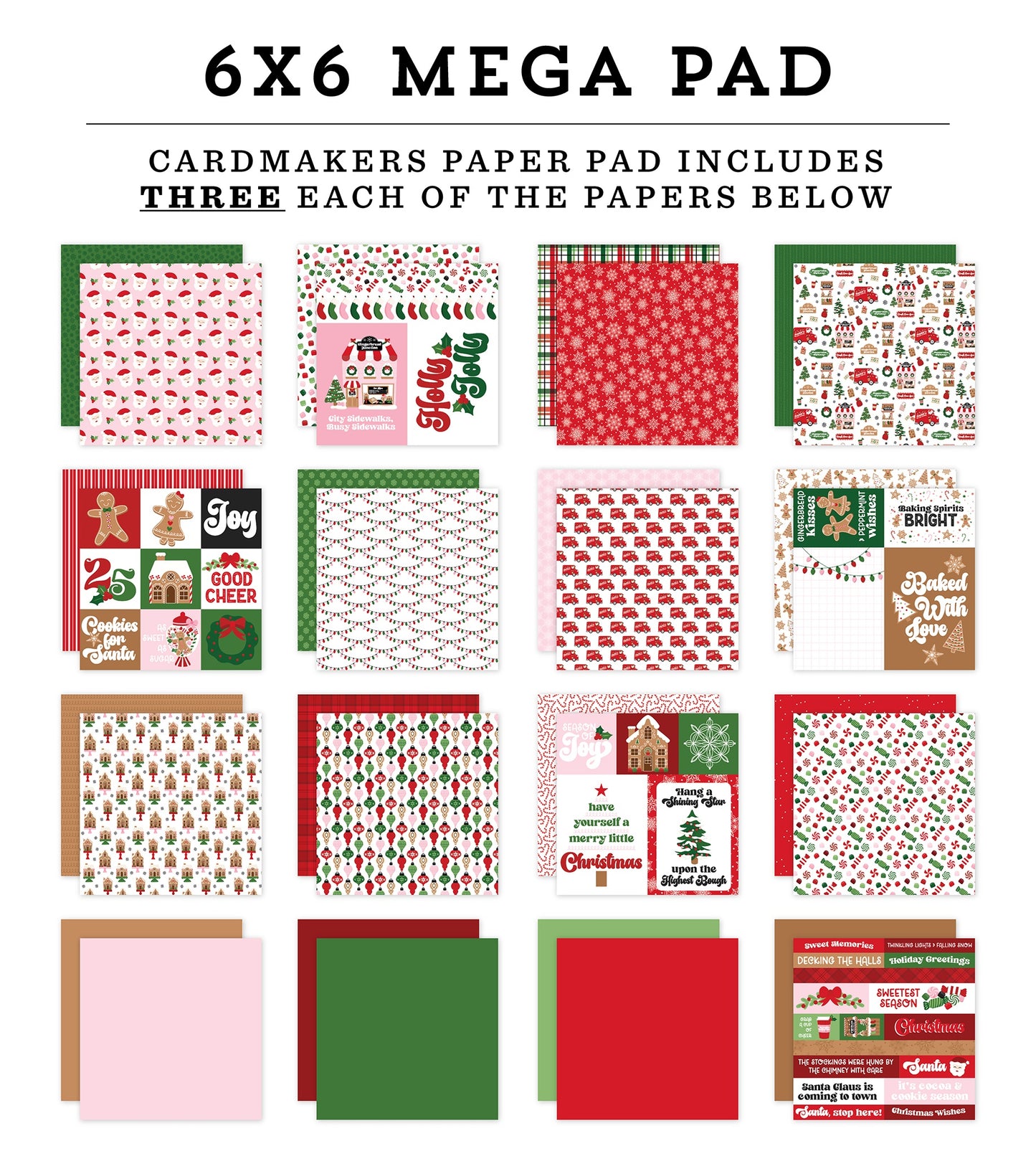 Echo Park Double-Sided Cardmakers Mega Pad 6"X6"-Santa's Christmas Delivery