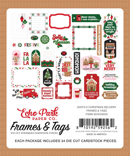 Echo Park Ephemera-Frames & Tags, Santas Christmas Delivery