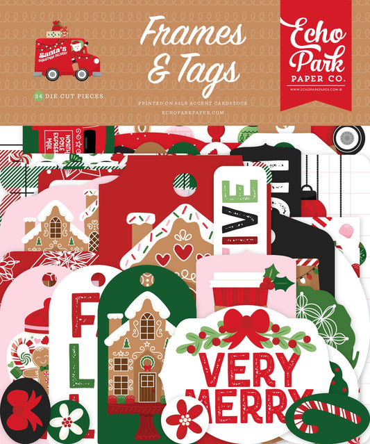 Echo Park Ephemera-Frames & Tags, Santas Christmas Delivery