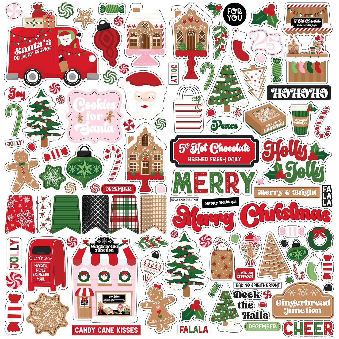 Santa's Christmas Delivery Cardstock Stickers 12"X12"-Element