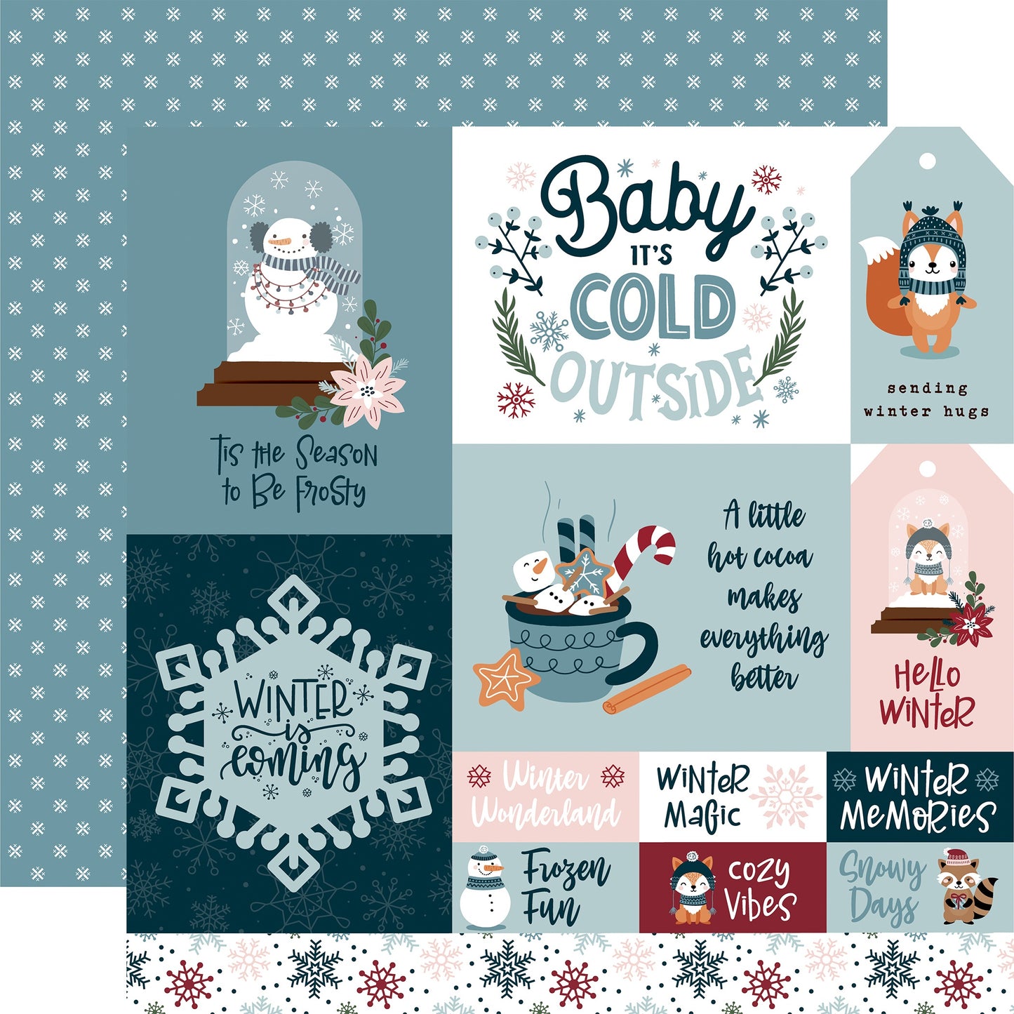 Winter Fun Double-Sided Cardstock 12"X12"- Select Style