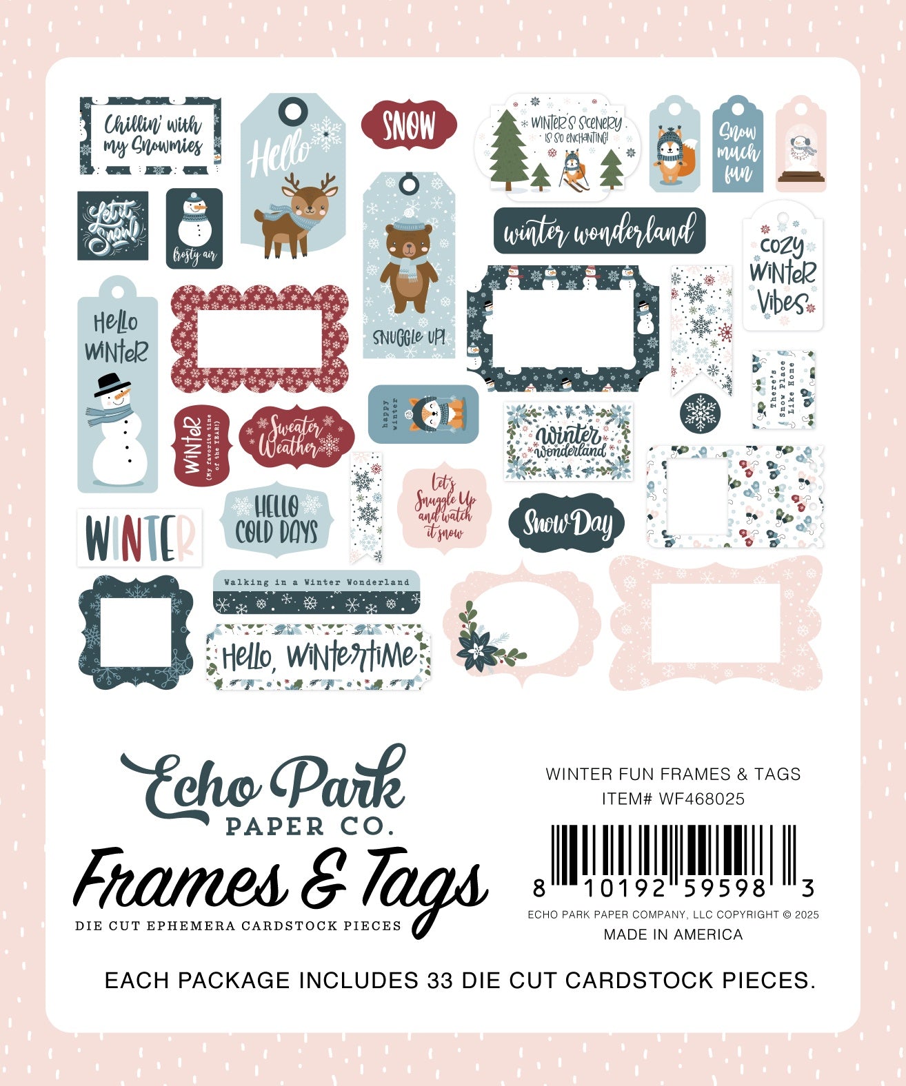 Echo Park Ephemera-Frames & Tags, Winter Fun