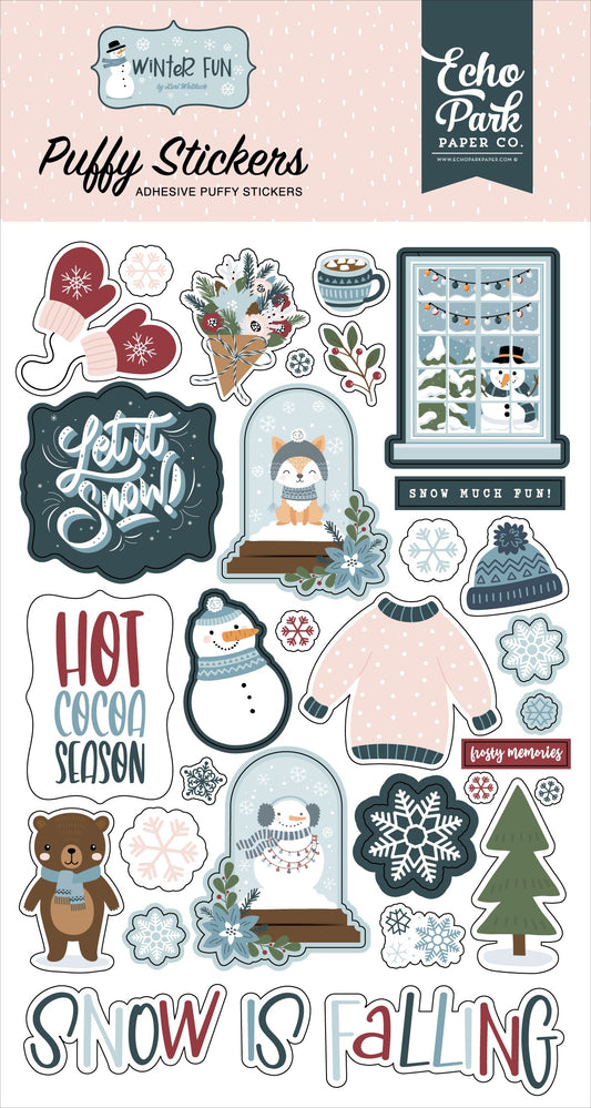Echo Park Puffy Stickers-Winter Fun