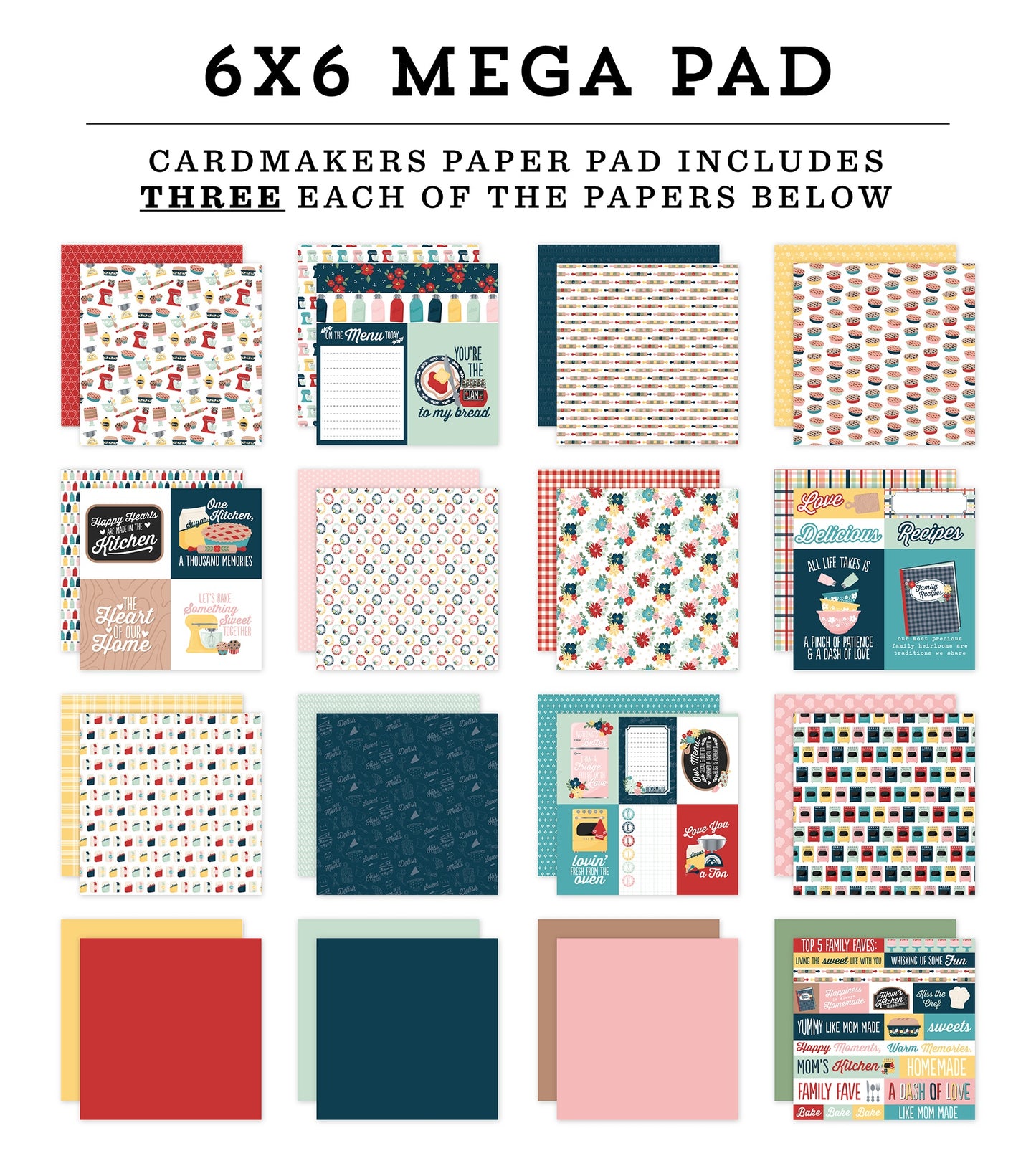 Echo Park Double-Sided Cardmakers Mega Pad 6"X6"-Mom's Kitchen