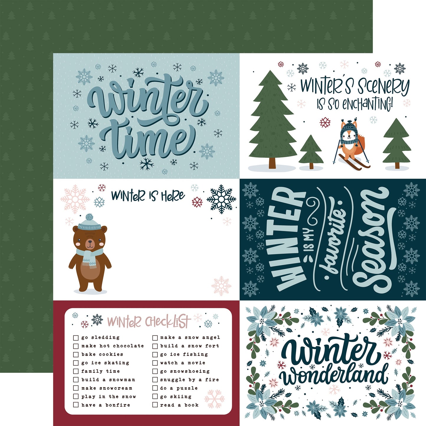 Winter Fun Double-Sided Cardstock 12"X12"- Select Style