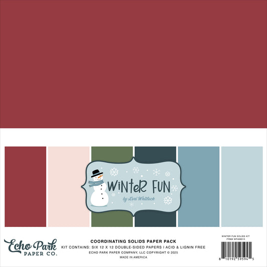 Echo Park Solids Collection Kit 12"X12"-Winter Fun