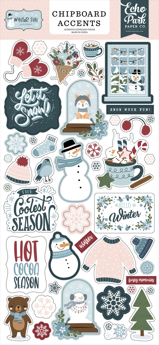 Echo Park Chipboard 6"X13"-Accents, Winter Fun