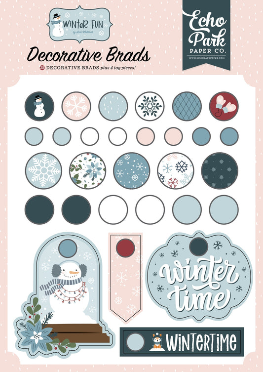 Echo Park Decorative Brads-Winter Fun