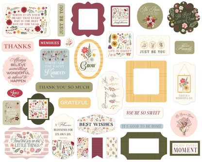Carta Bella Cardstock Ephemera-Icons, Pressed Floral