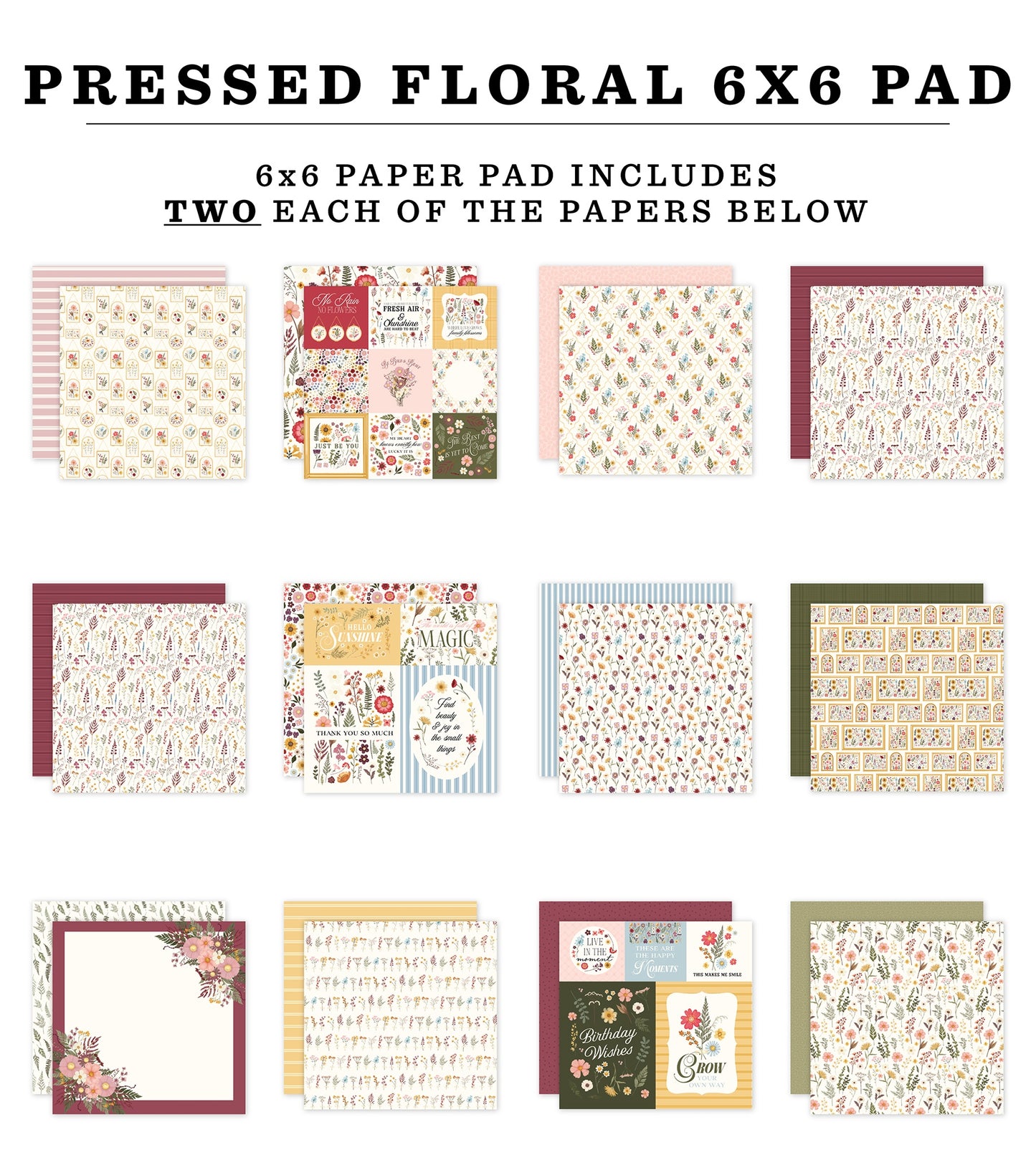 Carta Bella Double-Sided Paper Pad 6"X6"-Pressed Floral