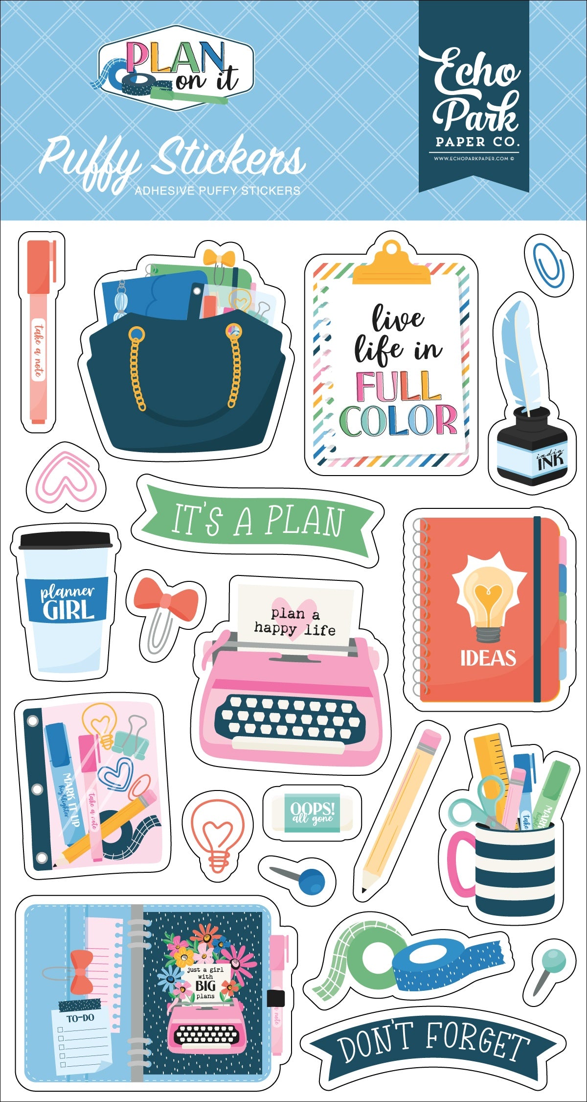 Echo Park Puffy Stickers-Plan On It