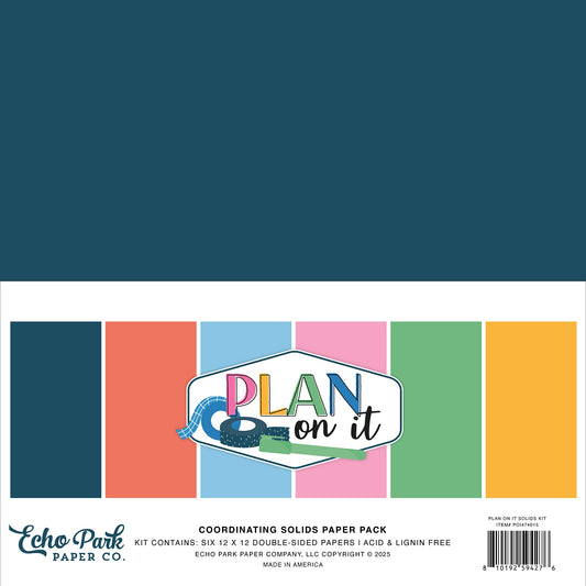 Echo Park Solids Collection Kit 12"X12"-Plan On It