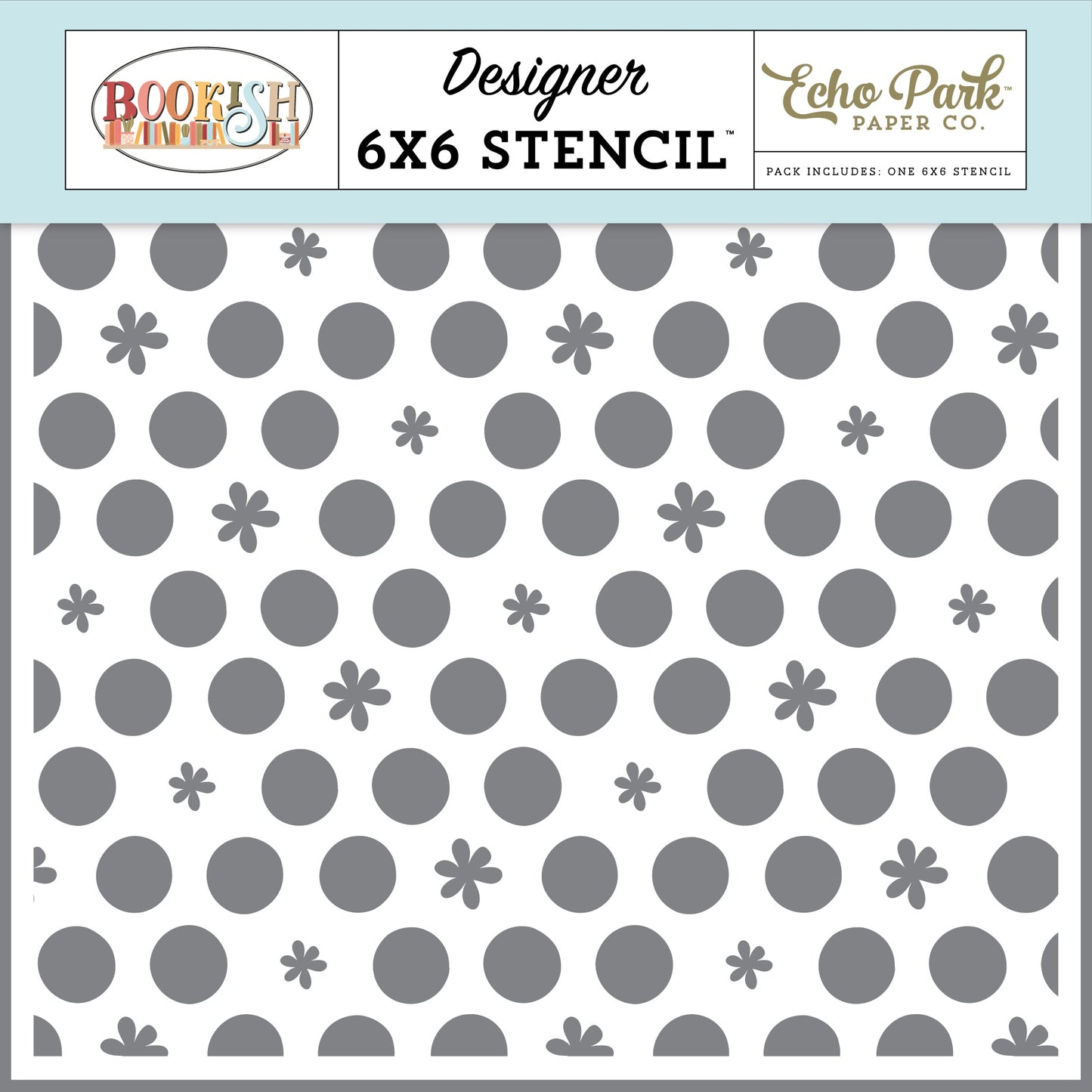 Bookish Stencil 6"X6"-Dots And Flowers