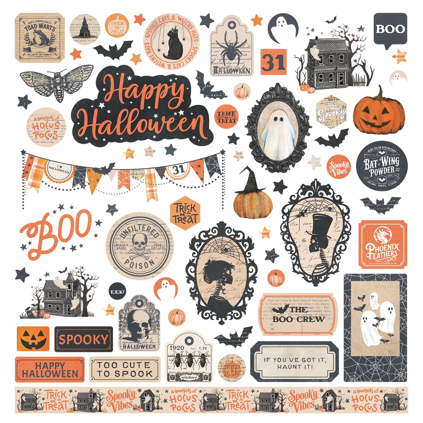 PhotoPlay Stickers 12"X12"-Halloween Junque
