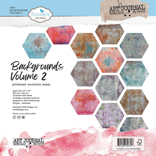 Elizabeth Craft Double-Sided Cardstock Pack 12"X12"-Backgrounds Volume 2