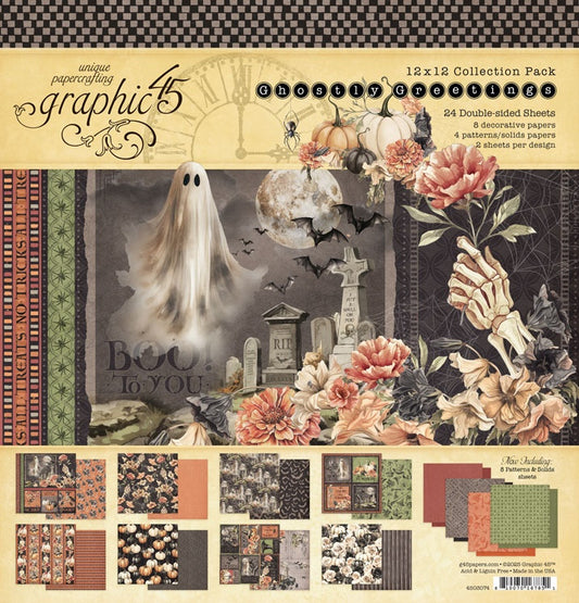 Graphic 45 Collection Pack 12"X12"-Ghostly Greetings