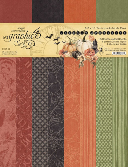 Graphic 45 Patterns & Solids Collection Pack 8.5"X11"-Ghostly Greetings