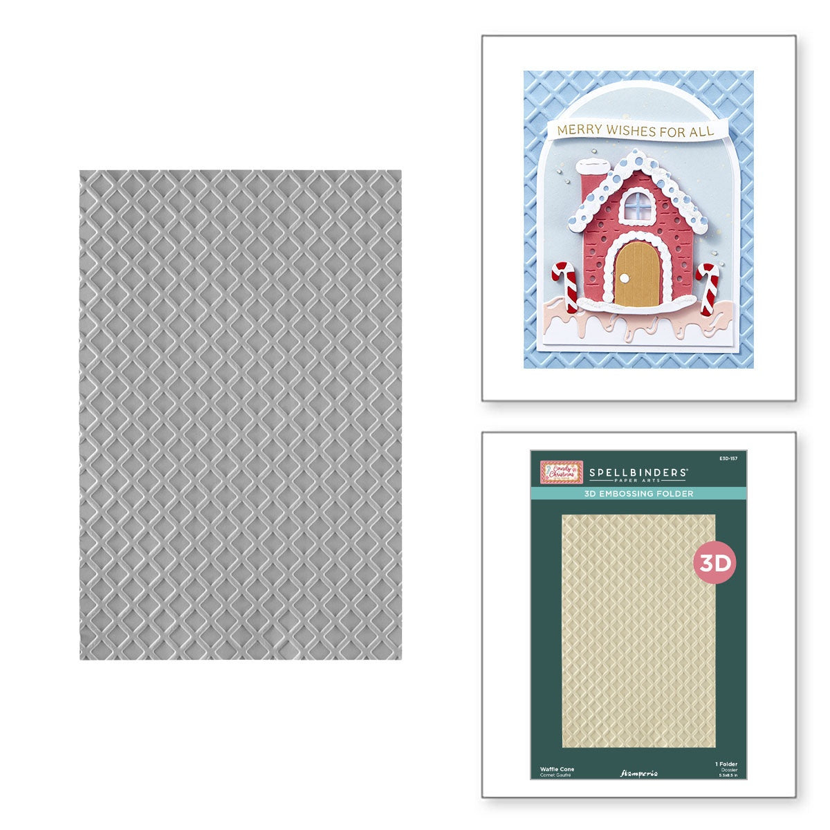 Spellbinders 3D Embossing Folder By Stamperia-Waffle Cone, Candy Christmas