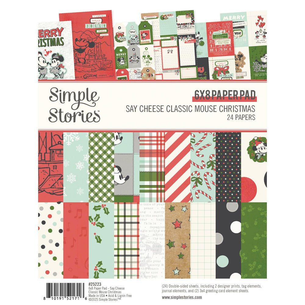 Simple Stories Double-Sided Paper Pad 6"X8" 24/Pkg-Say Cheese Classic Mouse Christmas