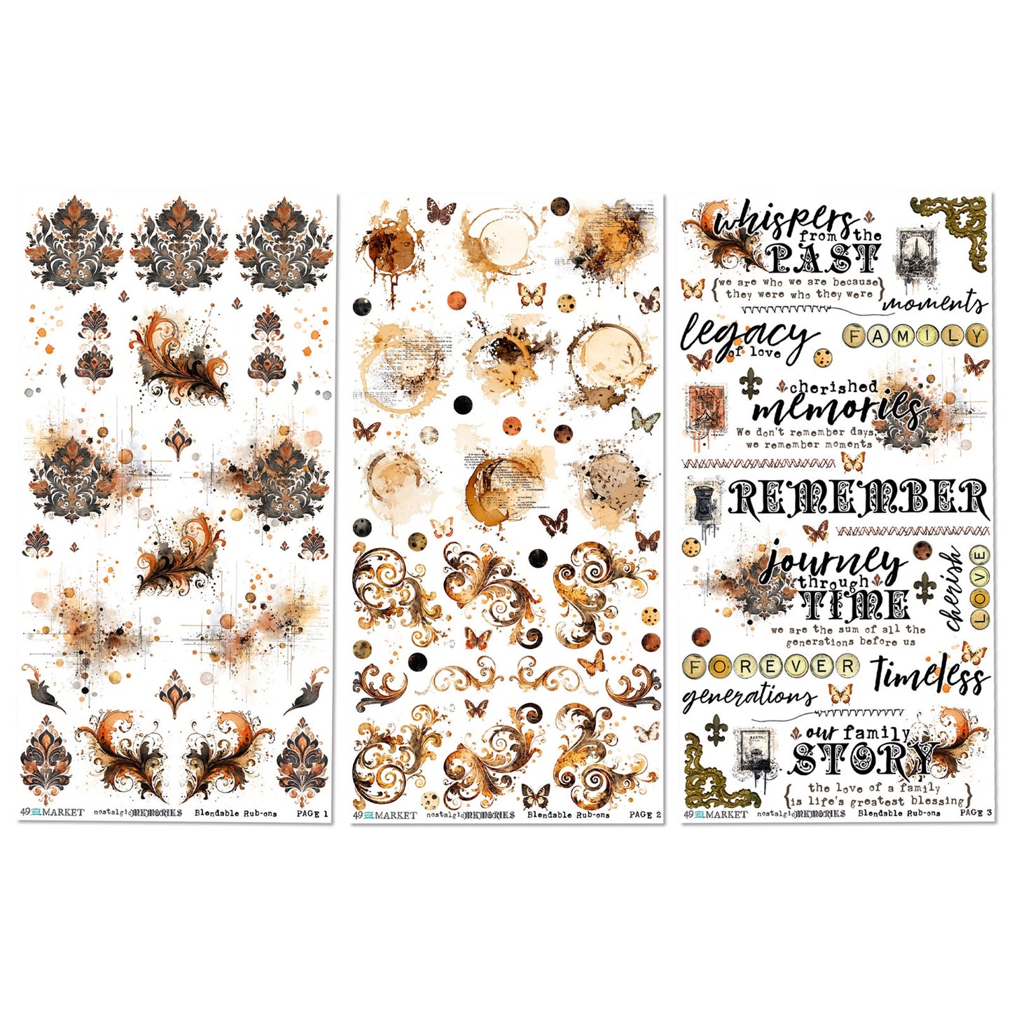 49 And Market Blendable Rub-On Transfer Set 6"X12"-Nostalgic Memories