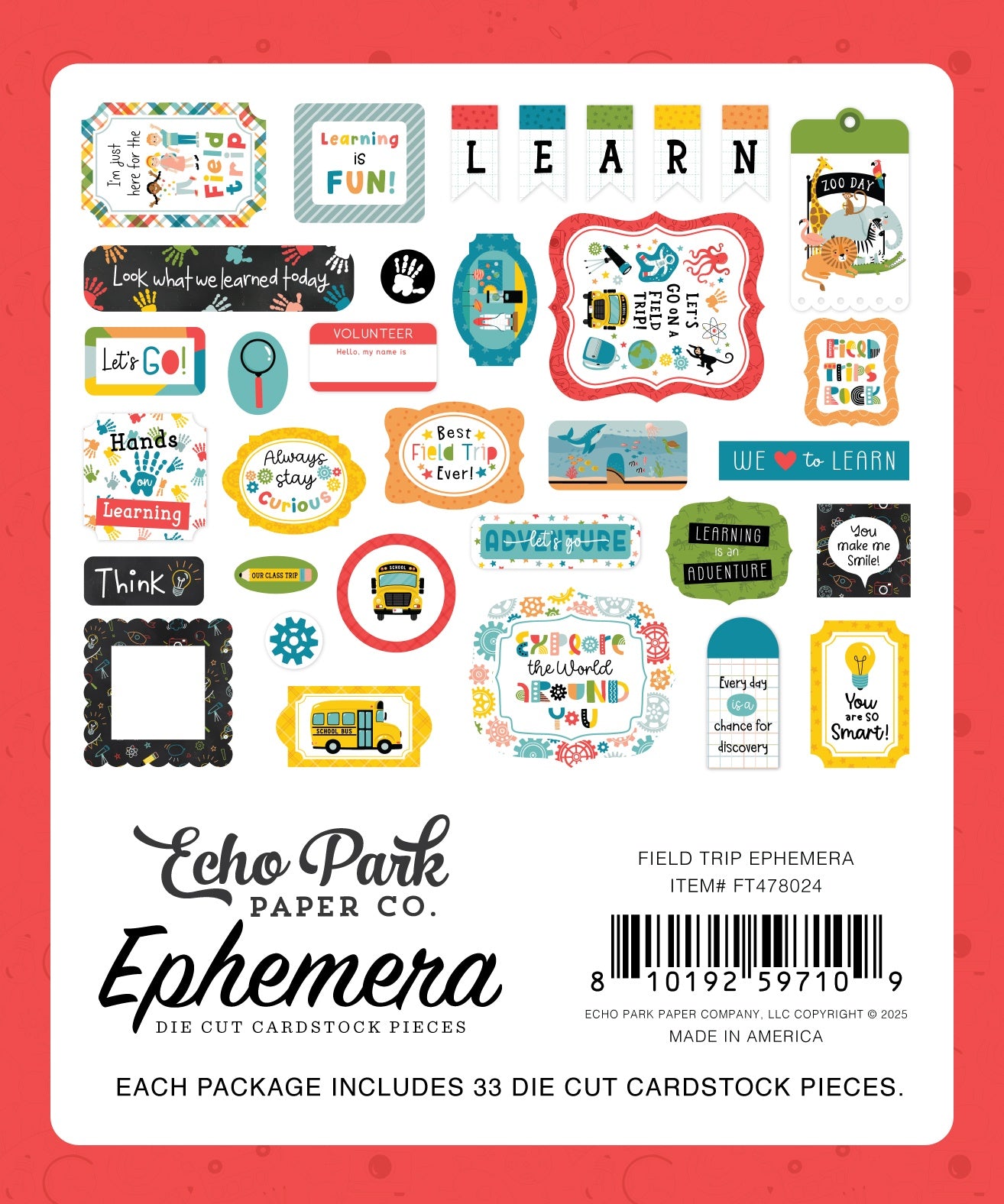 Echo Park Cardstock Ephemera-Field Trip