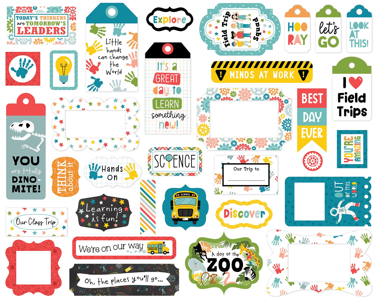 Echo Park Cardstock Frames & Tags Ephemera-Field Trip