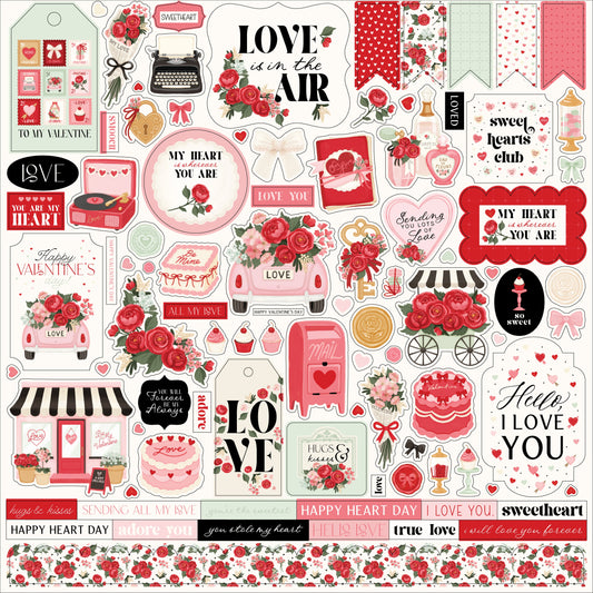 Carta Bella Cardstock Elements Stickers 12"X12"-Be Mine