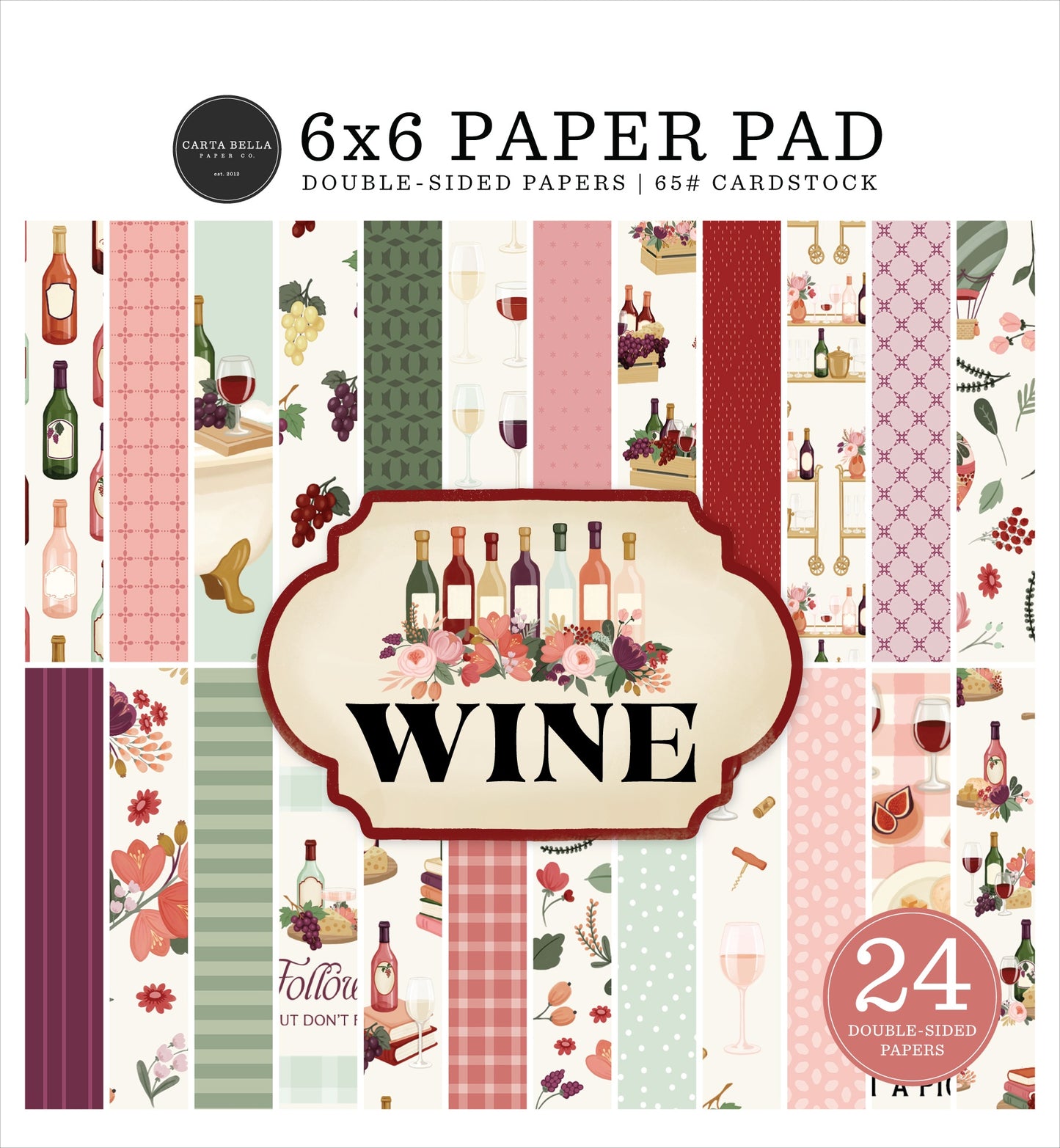 Carta Bella Double-Sided Paper Pad 6"X6"-Wine