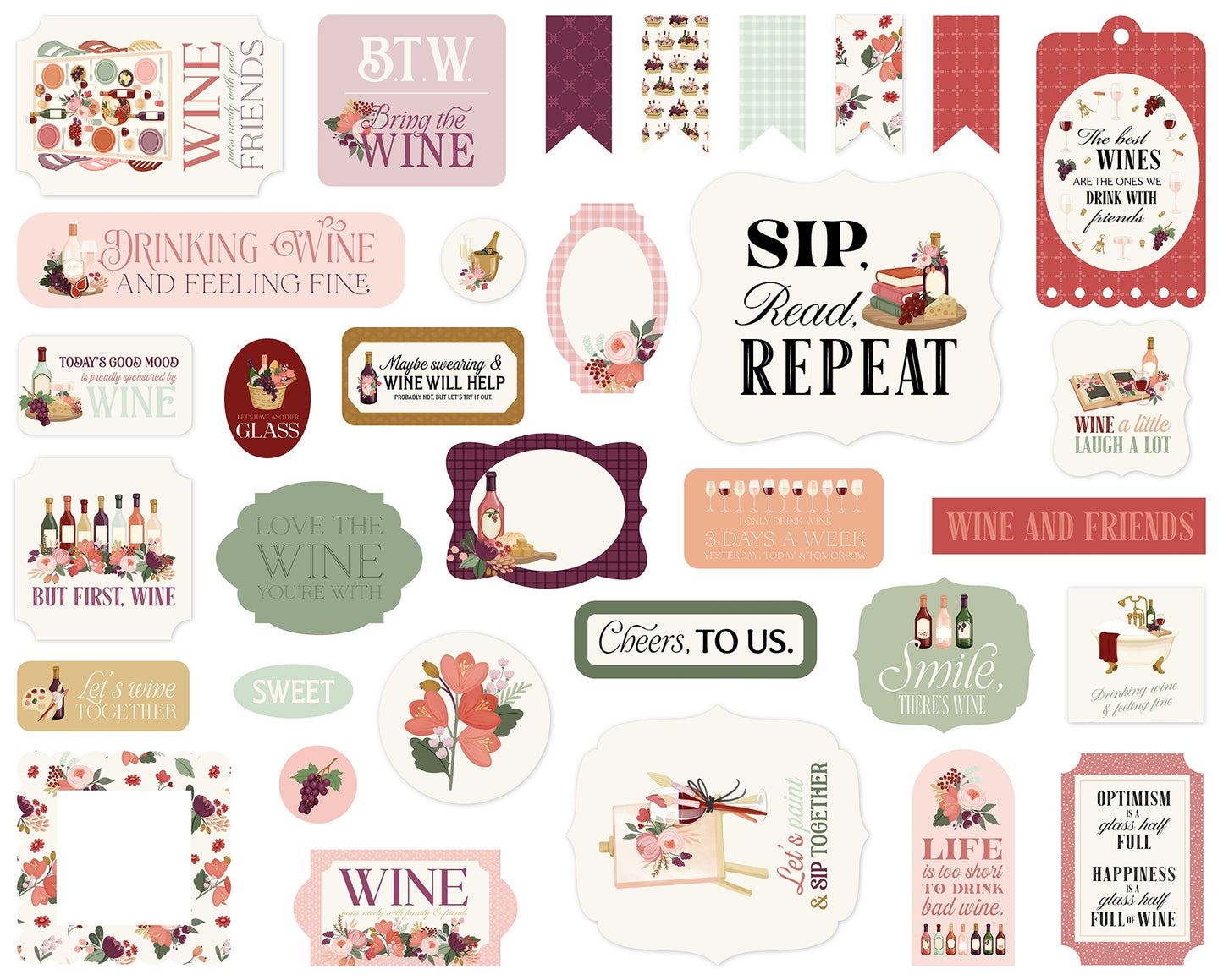 Carta Bella Cardstock Ephemera-Wine