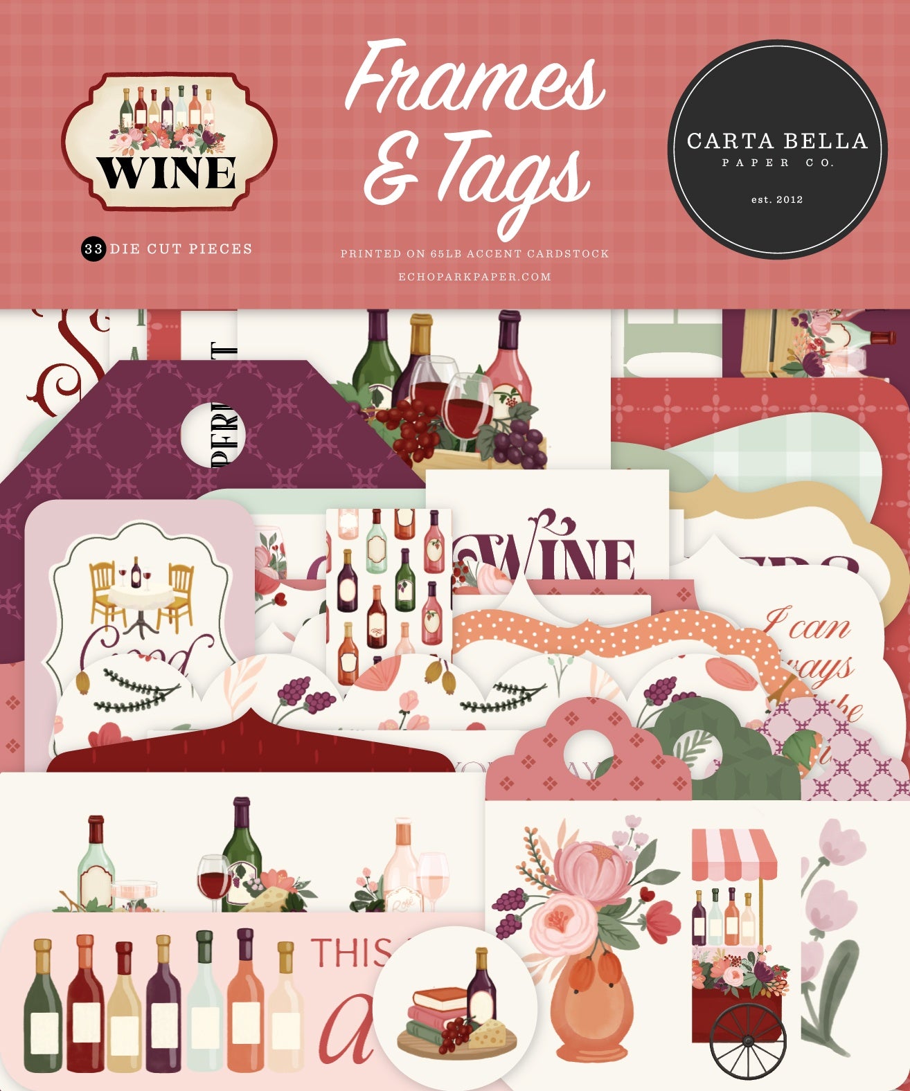 Carta Bella Frames & Tags Cardstock Ephemera-Wine