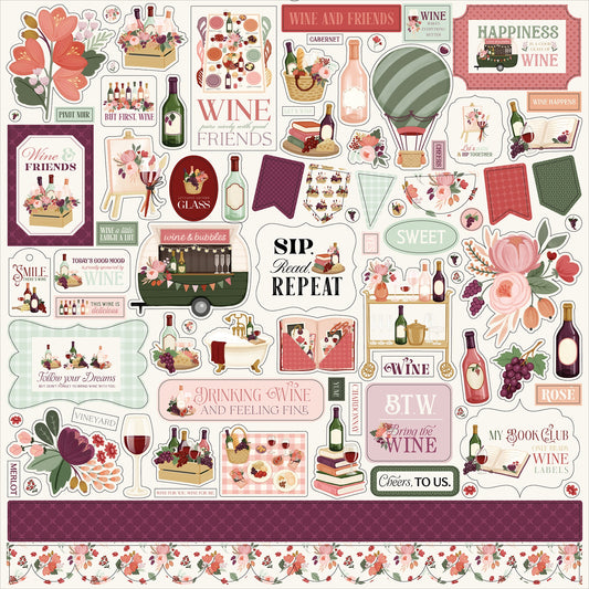 Carta Bella Cardstock Elements Stickers 12"X12"-Wine