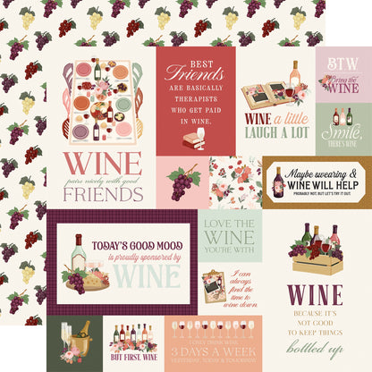 Carta Bella Wine Double-Sided Cardstock 12"X12"-Select Style