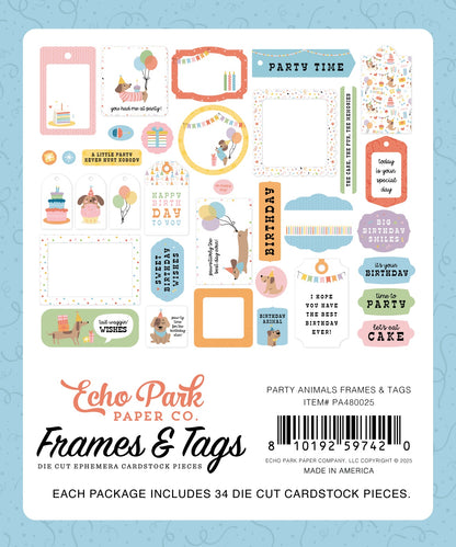 Echo Park Frames & Tags Cardstock Ephemera-Party Animal