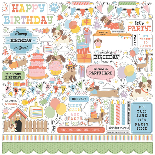 Echo Park Cardstock Elements Stickers 12"X12"-Party Animal